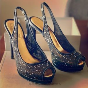 BCBGMAXAZRIA MA-PIPPA Black Lace Heels